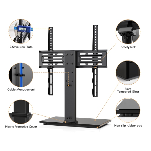 FITUEYES TV Stand Table for 27 to 55 inch TVs Stand with Mount and Height Adjustable Max VESA 400x400 mm