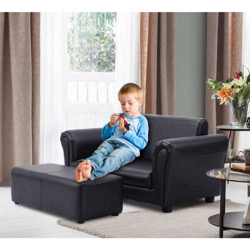 Topbuy Kids Sofa Upholstered Lounge Children Couch Ottoman w/ Armrest