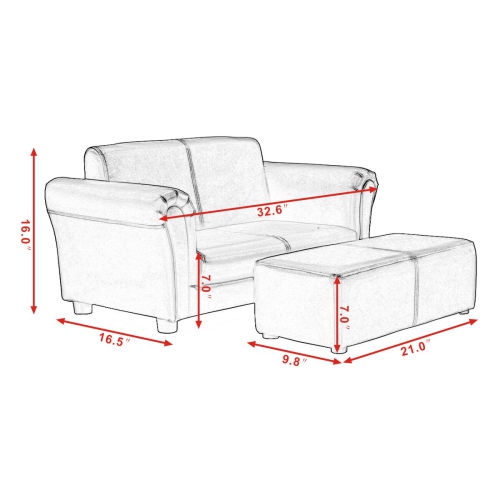 Topbuy Kids Sofa Upholstered Lounge Children Couch Ottoman w/ Armrest