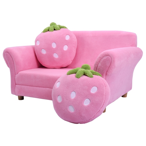 TopBuy – sofa pour enfants adorable canapé rose avec bourre éponge et accoudoirs, siège rembourré avec accoudoir