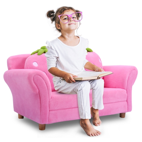 TopBuy – sofa pour enfants adorable canapé rose avec bourre éponge et accoudoirs, siège rembourré avec accoudoir