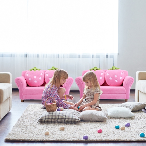 TopBuy – sofa pour enfants adorable canapé rose avec bourre éponge et accoudoirs, siège rembourré avec accoudoir