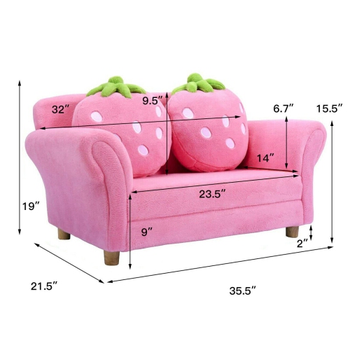 TopBuy – sofa pour enfants adorable canapé rose avec bourre éponge et accoudoirs, siège rembourré avec accoudoir