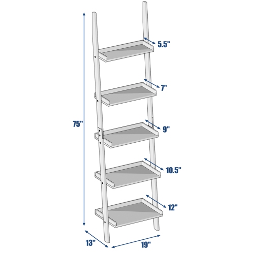 Topbuy 5 Layers Display Shelves Bookcase Shelving Unit Storage Wall Stand White