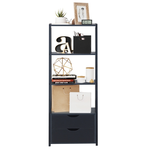 Topbuy 4-Tier Ladder Bookshelf Storage Display Bookcase with 2 Drawers