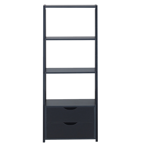Topbuy Set of 2 Ladder Bookcase 4-Tier Storage Bookshelf with Drawers