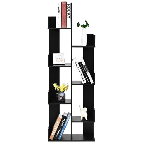 Topbuy Freestanding Bookshelf 8-shelf Floor Stand Display Wooden Bookcase for Home Ofiice Black/White