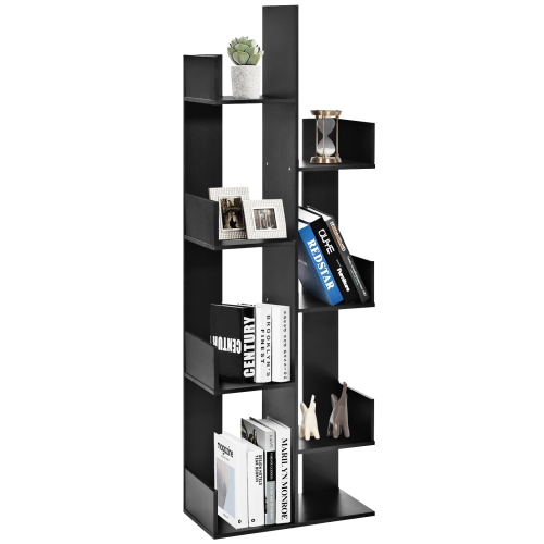Topbuy Freestanding Bookshelf 8-shelf Floor Stand Display Wooden Bookcase for Home Ofiice Black/White