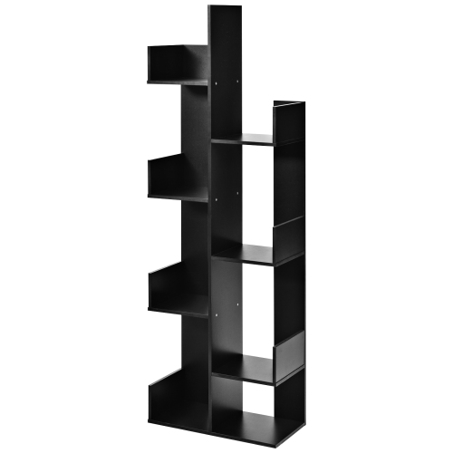 Topbuy Freestanding Bookshelf 8-shelf Floor Stand Display Wooden Bookcase for Home Ofiice Black/White