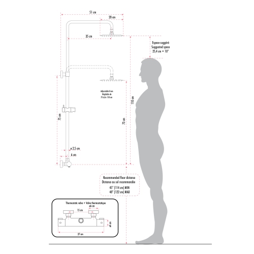 Akuaplus® Elite 3 Shower Faucet with Sliding Rail - chrome