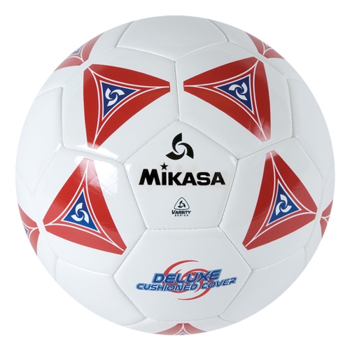 Mikasa SERIOUS Ballon de Soccer en Cuir - Balle Deluxe Rembourrée, Rouge et Blanc Taille 4