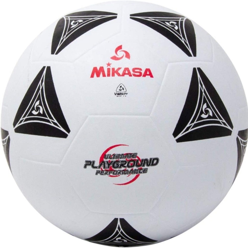 Mikasa S3000 Ballon de Soccer en Caoutchouc Authentique - Ballon de Jeux des Cours de Récréation Kickball, Taille 5, Blanc/Noir