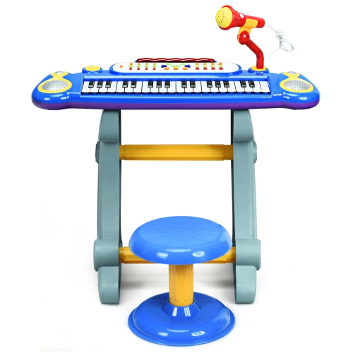 TOPBUY  37 Keys Kids Piano Electronic Keyboard Musical Piano Toy With Microphone&stool