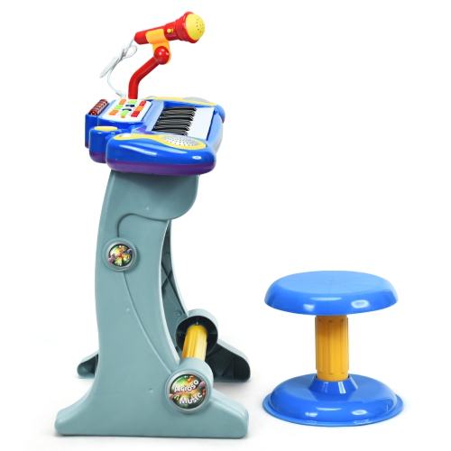 Topbuy 37 Keys Kids Piano Electronic Keyboard Musical Piano Toy with Microphone&Stool