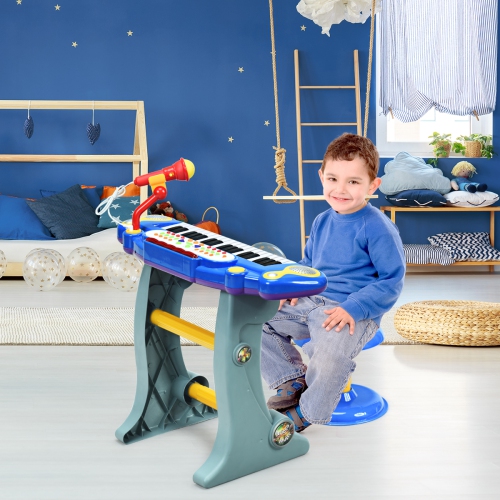 Topbuy 37 Keys Kids Piano Electronic Keyboard Musical Piano Toy with Microphone&Stool