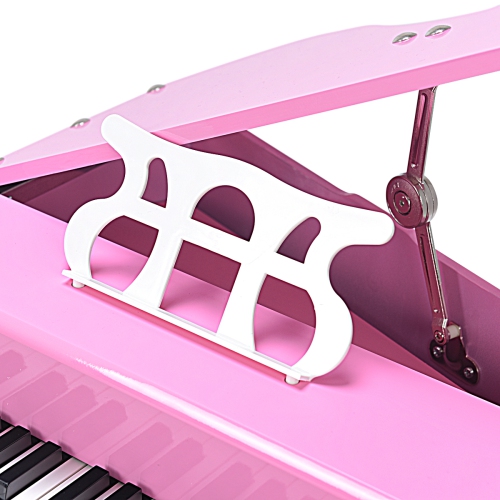 Mini instrument de musique à 30 touches Grand Piano pour tout-petits avec banc en bois noir/rose