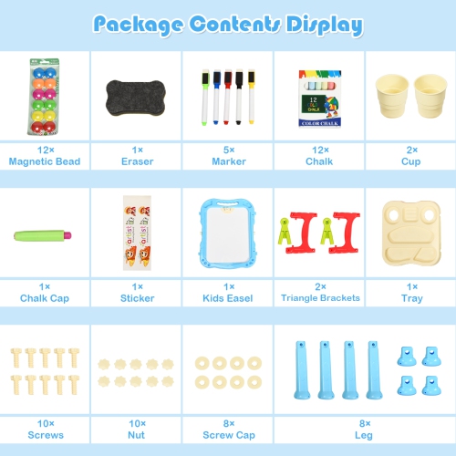 Topbuy Kids Art Easel Freestanding Art Drawing Board Portable Magnetic Drawing Set PinkBlue