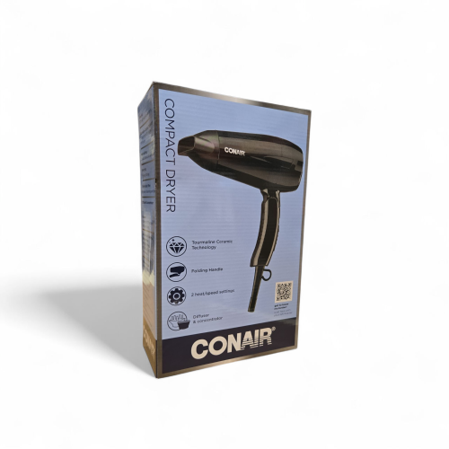 Conair - Compact Hair Dryer with Folding Handle, 1875 Watt Motor, Black, 5549NC