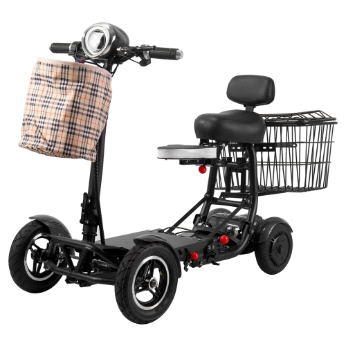 4 Wheel Long Range Compact Mobility Scooter, 265 lb Capacity 63 lb Weight, Up to 12 Miles - Carbonfiber Color