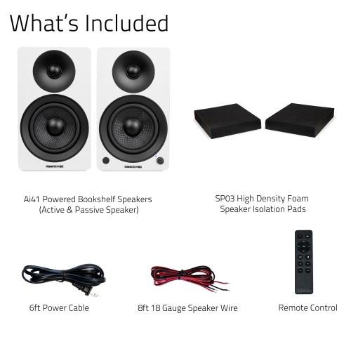 Fluance Ai41 Powered 2.0 Stereo Bookshelf Speakers with 5" Drivers, 90W Amplifier, and High Density Foam Isolation Pads