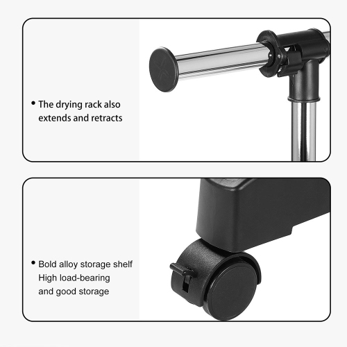 Support à vêtements réglable à deux tiges, support à vêtements sur roulettes en métal pour suspendre des vêtements