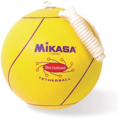 Mikasa T8000 Tetherball Ultra Rembourré - Balle de Cours de Récreation Jaune, Taille Officielle