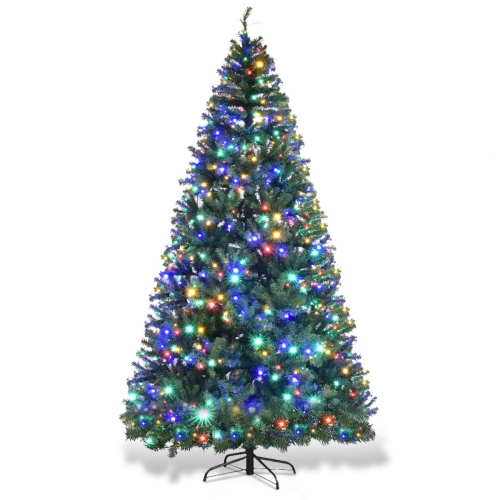 Topbuy 9' Artificial Christmas Tree PVC Material Metal Stand Holiday Decoration w/ 1000 LED Lights