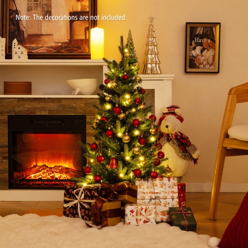 Topbuy 3 FT Pre-lit Artificial Entrance Christmas Tree Small Tabletop Xmas Fir Tree Warm White LED Lights Seasonal Decoration Tree