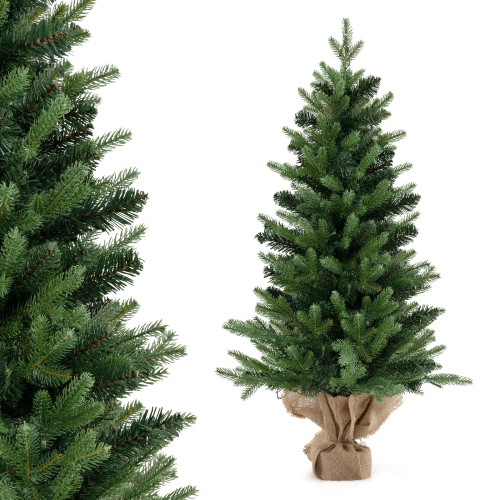 Topbuy 3 FT Pre-lit Artificial Entrance Christmas Tree Small Tabletop Xmas Fir Tree Warm White LED Lights Seasonal Decoration Tree