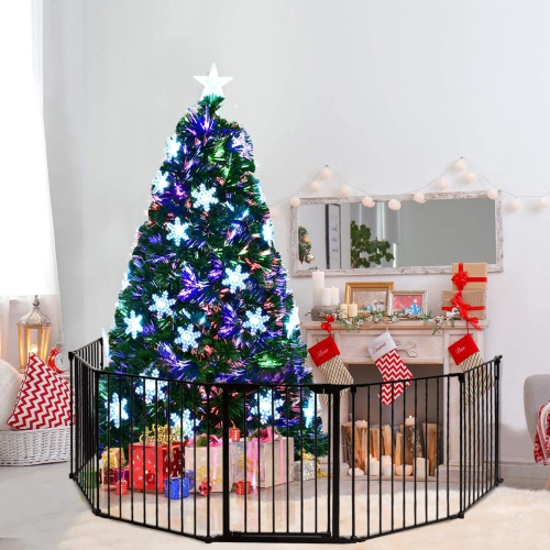 Topbuy 6' Pre-Lit Fiber Optic Artificial Christmas Tree w/ Snowflakes