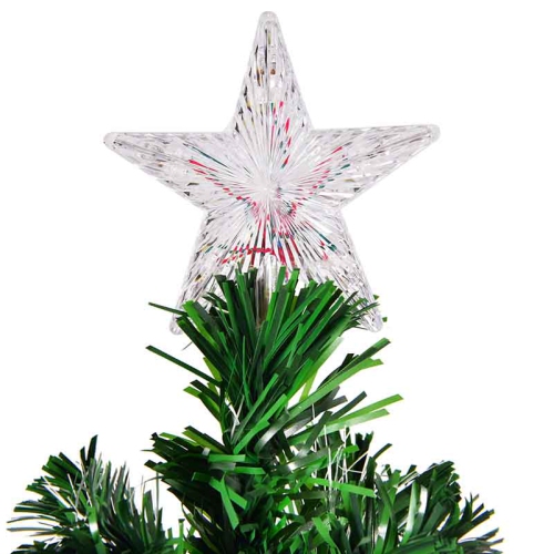 Topbuy 6' Pre-Lit Fiber Optic Artificial Christmas Tree w/ Snowflakes