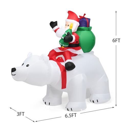 Topbuy 6.5 FT Inflatable Christmas Santa Riding Polar Bear with Shaking Head