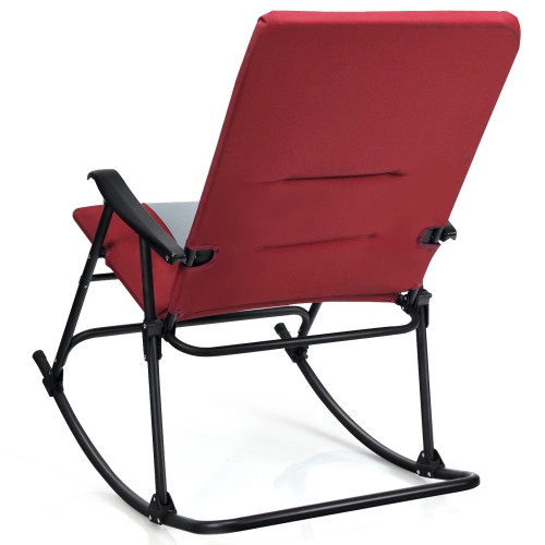 Topbuy Foldable Rocking Chair Enlarged Rocker Chair with Cotton Clip Blue/Red
