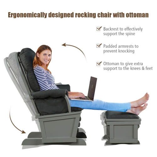 Chaise berçante ergonomique avec chaise berçante coulissante et lampe pouf de la chambre de bébé de TopBuy