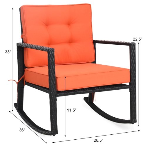 Topbuy Outdoor Wicker Rocking Chair Glider Rattan Rocker Recliner