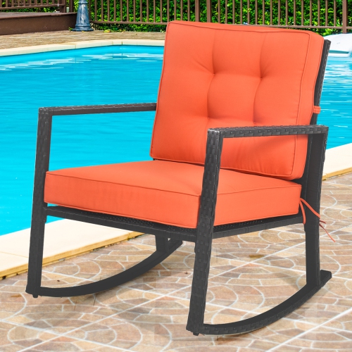 Topbuy Outdoor Wicker Rocking Chair Glider Rattan Rocker Recliner