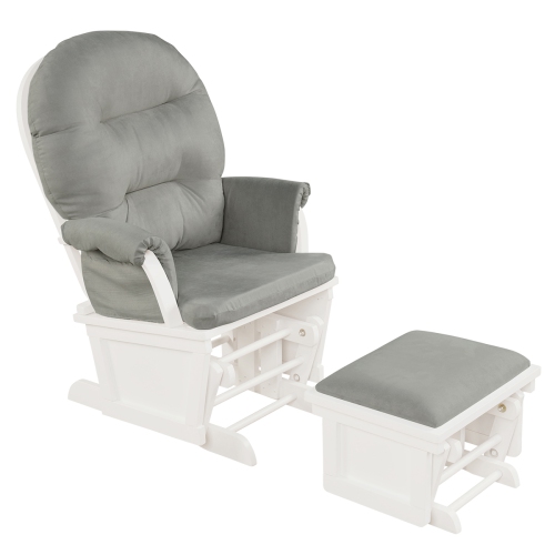 Topbuy Ergonomic Rocking Chair Baby Nursery Chair Glider with Ottoman Light