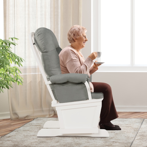 Topbuy Ergonomic Rocking Chair Baby Nursery Chair Glider with Ottoman Light