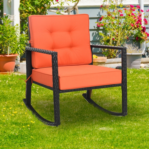 Topbuy Outdoor Wicker Rocking Chair Glider Patio Rattan Rocker Chair