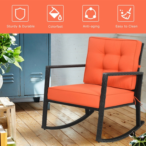 Topbuy Outdoor Wicker Rocking Chair Glider Patio Rattan Rocker Chair