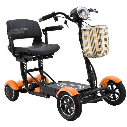 Dragon Mobile EX – Motorized Power Electric Scooter with Large Leather Seat, Free Front Basket & Reverse Gear Option, Foldable & Travel-Friendly