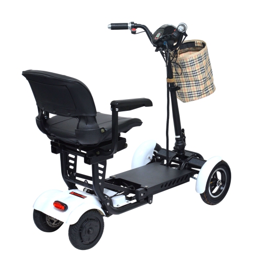 Foldable Lightweight Mobility Aid Scooter, Adjustable Speed and Premium Wide Seat, Long Range Up to 12 Miles - White Color