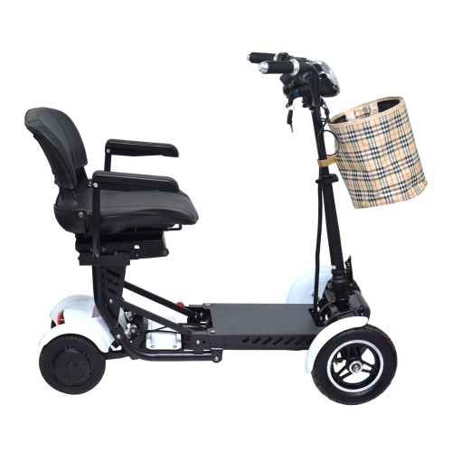 Foldable Lightweight Mobility Aid Scooter, Adjustable Speed and Premium Wide Seat, Long Range Up to 12 Miles - White Color