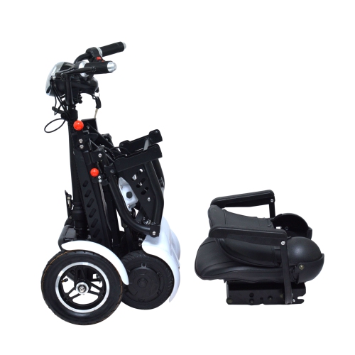 Foldable Lightweight Mobility Aid Scooter, Adjustable Speed and Premium Wide Seat, Long Range Up to 12 Miles - White Color