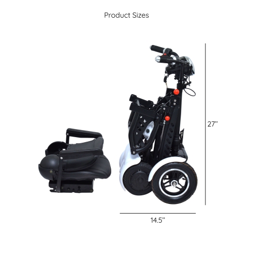 Foldable Lightweight Mobility Aid Scooter, Adjustable Speed and Premium Wide Seat, Long Range Up to 12 Miles - White Color