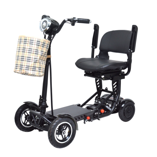 BANGERAN Wide Seat 4 Wheel Power Scooter, Lightweight Long Range, Adjustable Speed And Handlebar, Up to 12 Miles - Black Color