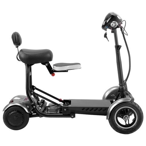 Lightweight Heavy Duty Medical Scooter, 4 Wheel 265 lb Weight Capacity, Lithium Battery Up to 12 Miles - Silver Color