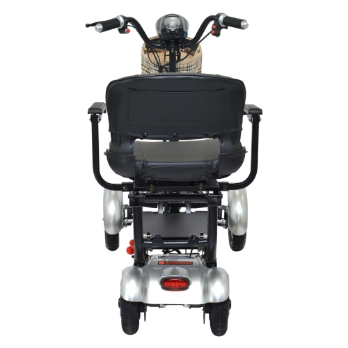 Portable Medical Mobility Scooter, Li-on Battery Large Seat, 300 lb Capacity 63 lb Weight, Up to 12 Miles - Silver Color