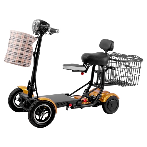 BANGERAN Portable Lightweight Li-On Battery Power Scooter, Led & Brake Lights Battery Powered Up to 12 Miles - Gold Color