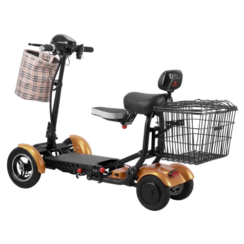 Portable Lightweight Li-on Battery Power Scooter, LED & Brake Lights Battery Powered Up to 12 Miles - Gold Color